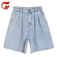 Fashion loose ladies high waist wide leg jeans basic high quality women jeans denim shorts